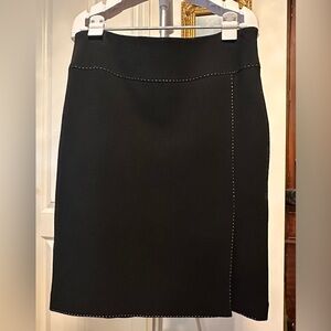 Jax Wool Pencil Skirt, White Stitch Detail